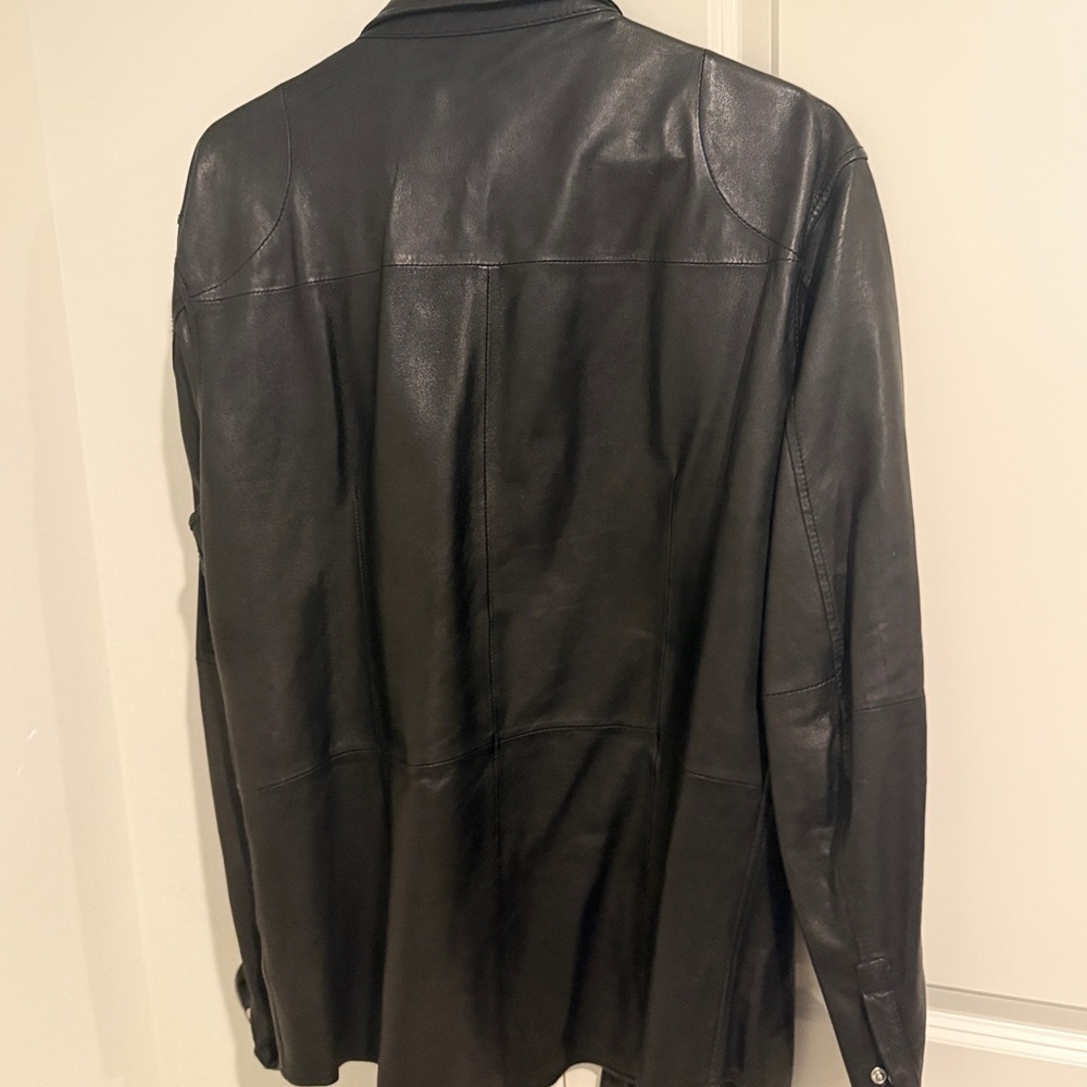 H& M Black Leather Button-Up Shirt - Picture 3 of 4